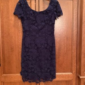 Lilly Pulitzer Navy Floral Eyelet Lace Dress